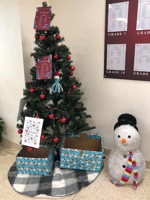 The Giving Tree is located in the main lobby, and unwrapped gifts will be collected until Monday, December 16th.