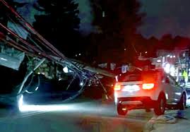 Thankfully the driver is okay, but those utility poles definitely took a hit.